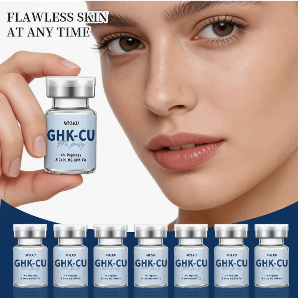 ghk cu facial pins 99% Pure GHK-Cu Copper Peptide Serum Set Same peptide strength Collagen à Trois: Tretinoin Hands Pack:30 days