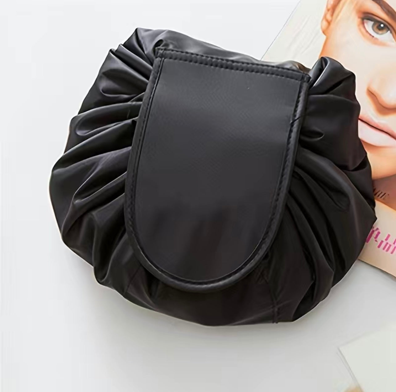This viral  drawstring make-up bag is a traveler's dream