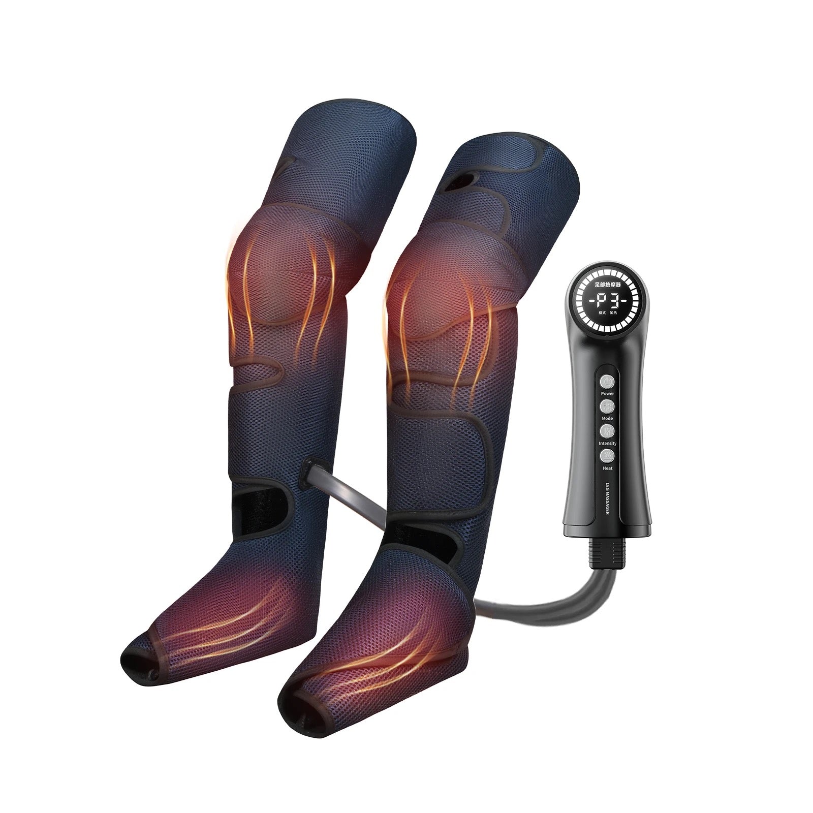 Compression therapy works by increasing blood flow and reducing swelling in the legs and feet, making it an effective treatment for a variety of conditions such as lymphedema, post operative swelling, venous insufficiency, and deep vein thrombosis. Includes hand held remote control with multiple compression level adjustments and varying heat temperature settings. 