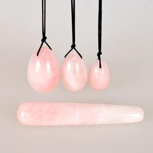 All Natural Rose Quartz, Jade and Onyx Kegel Exercise Yoni Eggs for incontinence relief, vaginal tightening and PH balance