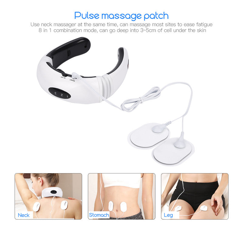 Electric Pulse Back and Neck Massager with Far Infrared technology. Relax, unwind, and relieve tension with this advanced massage device that brings the luxury of a professional massage therapist right to your fingertips. Back pain relief, neck pain relief, back massager, EMS massage, relief neck injury