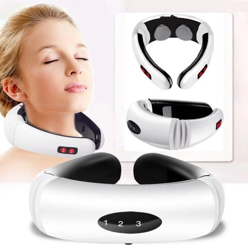 Electric Pulse Back and Neck Massager with Far Infrared technology. Relax, unwind, and relieve tension with this advanced massage device that brings the luxury of a professional massage therapist right to your fingertips. Back pain relief, neck pain relief, back massager, EMS massage, relief neck injury
