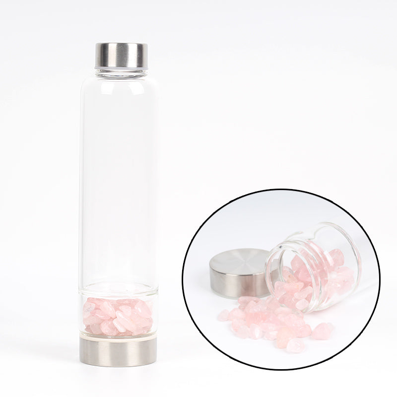Water Harmonizing Crystal Introducing the Water Harmonizing Natural Crystal Water Bottle, an exquisite fusion of functionality and natural beauty. Manifestation crystal water bottle. BPA free. Multi colored crystal infused water bottle 